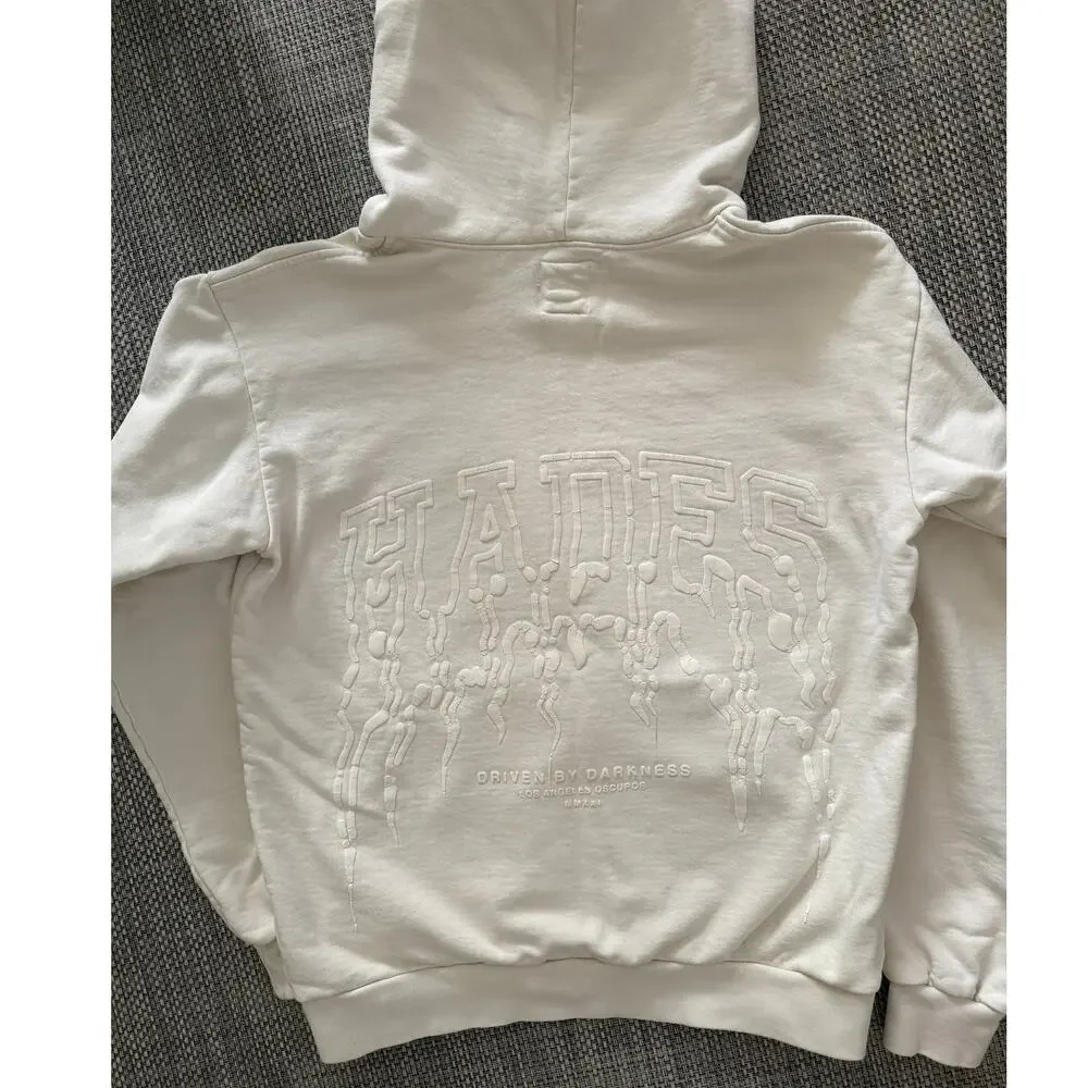 HADES LA Drip puff printed hoodie in off white UNISEX. Men's size S Streewear